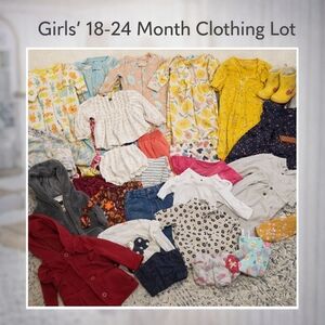 34 Pieces 18-24 Month Toddler Girl Clothing Lot Boots Jackers Sleepers Dresses